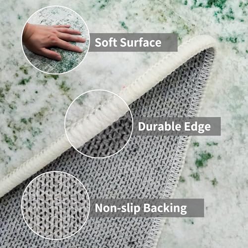 5x12 Runner Rug Non Slip Washable Wide Hallway Rugs Green