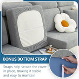 hyha Individual Couch Cushion Covers, Stretch Magic Sofa Seat Cushion Covers Washable, Dog Couch Sofa Slipcover for Pets, Kid with Elastic Bottom(3PC, Grey)