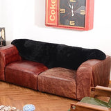 LLB Genuine Sheepskin Area Rug Wool Rug Fur Carpet Fluffy Shaggy Fur Rug for Living Room Kids Bedroom Real Sheepskin Throw Lambskin Rugs Sofa Mat Chair Seat Covers (Black, 2 x 6 ft Sheepskin)
