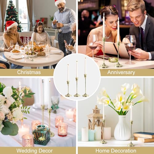 Candlestick Holders 6PCS, Metal Taper Candle Holder, Gold Candle Holders for Pillar Candles, Candle Holder for Wedding Fireplace Mantel