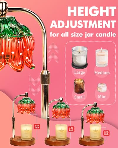 Strawberry Candle Warmer Lamp with Timer & Dimmable Brightness, House Warming Gift New Home, Candle Warming Gift for Mothers Day, Birthday Gifts for Women Mom,Flameless Wax Melt Warmer for Jar Candles