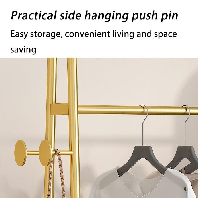 Full-Length Mirror Coat Rack and Dressing Mirror Combination Bedroom and Living Room Floor-Standing 360° Rotating Full-Length Mirror Full Length Floor Mirror (Gold 100cm)
