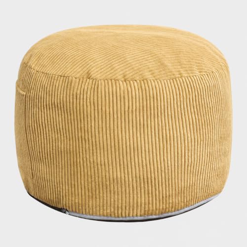 Round Stuffed Pouf Ottoman (Yellow, 26" D x 26" W x 18" H)