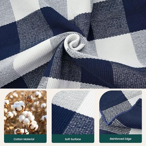 KOZYFLY Buffalo Plaid Area Rugs 2.3x3.6 Ft Blue and White Rug Washable Front Door Mat Woven Cotton Indoor Outdoor Rug for Front Porch Kitchen Entryway Patio Farmhouse Checkered Doormat