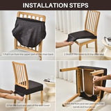 SearchI Stretch Dining Chair Seat Covers Set of 6, Soft Removable Washable Seat Covers for Dining Chairs, Dining Room Seat Cover Protector (Rear-Covered, Beige)