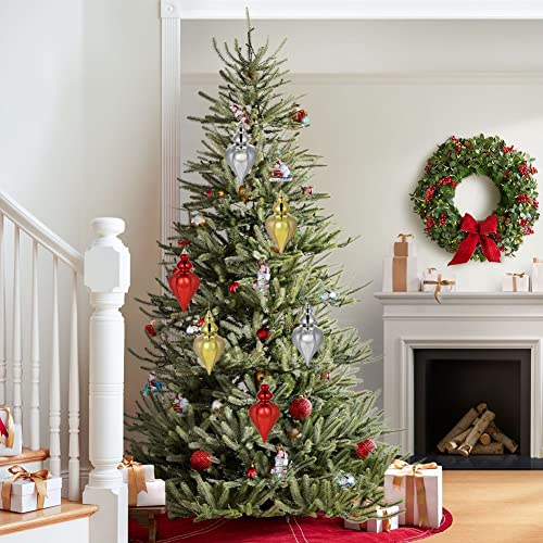 2 Pcs 9" Large Shatterproof Finial Drop Ornaments - Gold Christmas Big Ornaments Hanging Ball for Holiday Decorations