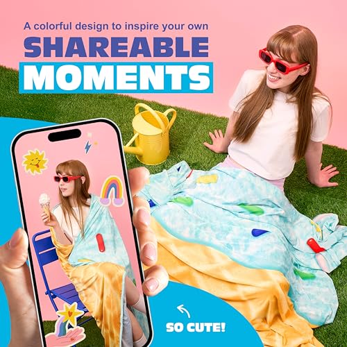 Cozy Concepts Ice Cream Cooling Blanket – Soft Lightweight Throw for Summer Comfort, Cool Vacation Gifts, Cute Ice Cream Design for Cool Days & Nights