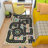 Analog ABC Kids Rug Playroom Car Play Mat City Life Road Rug for Cars Fun City Map for Carpet for Bedroom Boys (31 * 47 inches, Evening City)