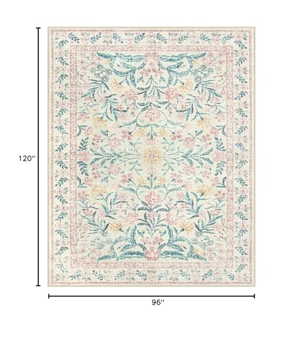 Lahome Area Rugs 8x10 for Living Room, Boho Pink Washable Dorm Bedroom Rug