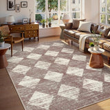 Lahome Checkered 6x9 Area Rug Beige Machine Washable Non Slip Living Room