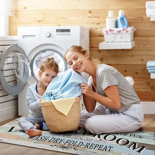 Non Slip Laundry Room Rug - Farmhouse Kitchen Floor Mat -Laundry Room Rug- Runner Decor -Washable Floor Carpet for Washroom Mudroom Kitchen Bathroom Hallway-20 x48