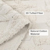 Uphome Boho Area Rug 3' x 5', Cream Washable Cotton Woven Entryway Rug with Tassels, Moroccan Tufted Bedroom Rug, Farmhouse Tribal Floor Carpet for Entry Office Porch Living Room Kitchen