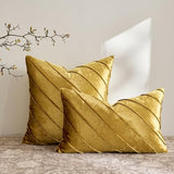 GIGIZAZA Decorative Velvet Pillow Covers 18x18, Set of 2 Gold Sofa Couch Throw Pillows Covers Cases, Living Room Square Cushion Accent Stripe Covers