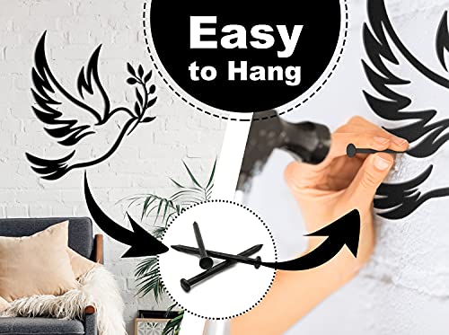Vivegate Dove of Peace Olive Branch Metal Wall Art – Olive Branches Peace Black Outline White Dove Metal Wall Decor (Large - 15"X13", Dove)