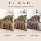 Battilo Chunky Knit Throw Blanket for Couch, Hand Made Chenille Throw Blanket, Super Soft Warm Cozy Taupe Blanket for Bed, Sofa, Living Room, 50"x60"