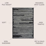 JONATHAN Y Khalil Modern Berber Stripe Black/Cream Indoor Area Rug, 3x5, Contemporary, Bohemian, Easy-Cleaning for Living Room, Bedroom, Kitchen, Pet Friendly, Non-Shedding (MOH207F-3)