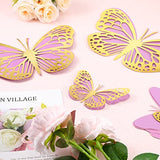 Geosar 20 Pcs 3D Large Butterfly Decoration 3 Size 12" 10" 5" 2 Layer Giant Paper Butterfly Stickers for Wedding Birthday Party Baby Shower Home Wall Decor (Gold,Purple)