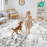 5x7 Area Rugs for Living Room Large Washable Abstract Rug White Grey Black
