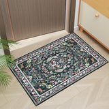 Rugcomf Door Mat 2x3 Small Area Rug Floral Washable Non Slip, Emerald Green