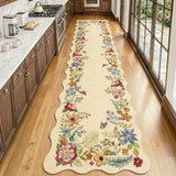 Fmfunctex 3x12 Hallway Runner Rug Washable Beige Floral Vintage Scalloped