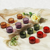 4 Colors Tealight Candle Holder Fall Decor, Set of 12 Glass Votives