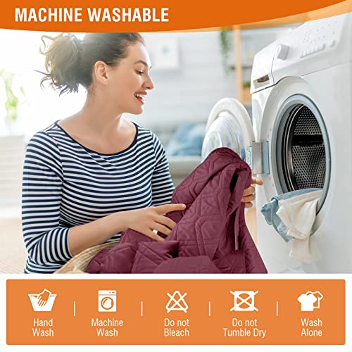 VANSOFY 100% Waterproof Recliner Chair Covers, Recliner Cover Non-Slip Dog Chair Cover Furniture Protector Washable Slipcover with Pocket, Elastic Straps for Pets, Dogs(Burgundy, 23.6")
