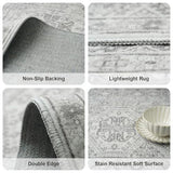 Washable Area Rug Non Slip - 2x3 Small Kitchen Boho Rug Vintage Entryway Low Pile Carpet for Doormat Grey