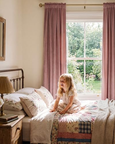 StangH Dusty Rose Pink Velvet Curtains 84 Inches, Super Soft Light Dimming Drapes for Nursery Girls Bedroom Elegant Thermal Insulated Panels with Energy Saving Design, W52 x L84, 2 Panels