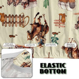Suobstales Horse Cactus Cowboy Pattern Futon Slipcover Armless Sofa Cover Stretch Furniture Protector for Foldable Couch Bed with Elastic Bottom for Living Dining Room