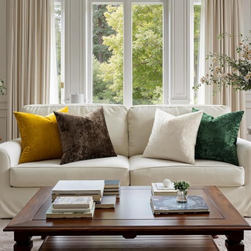 MIULEE Fall Velvet Euro Sham Throw Pillow Covers Dark Brown 24x24 Set of 2