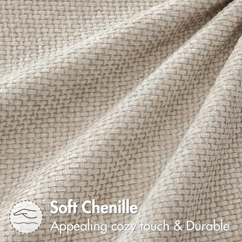 MIULEE 18x18 Inch Pack of 2 Throw Pillow Inserts 100% Virgin Fiber Filling Bundle Beige Soft Chenille Throw Pillow Covers Boho Decorative for Livingroom Bedroom Sofa Couch Bed