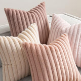 MIULEE Faux Fur Plush Decorative Throw Pillow Covers 20x20, Pink