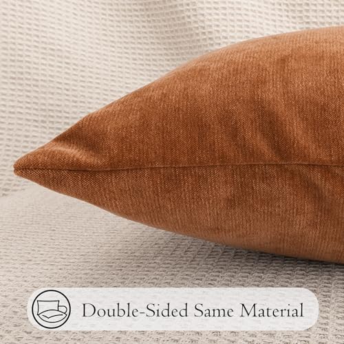 Chenille Lumbar Pillow Covers 14X26 inch Dark Orange