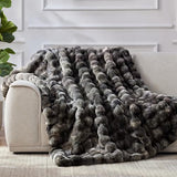 Anysay Faux Fur Throw Blanket, 1000GSM Fluffy Soft Bubble Blanket for Couch Bed, Cozy Plush Warm and Thick Blanket, Fuzzy Rabbit Throw for Living Room Bedroom 50''*60'' Tie-dye Grey