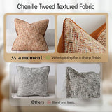 a moment Rust Orange Reversible Pillow Covers 2 Pack - Farmhouse Chenille Throw Pillows, Neutral Textured Decorative Throw Pillow Covers with Border for Couch Sofa Bed (18x18 Inch, No Insert)
