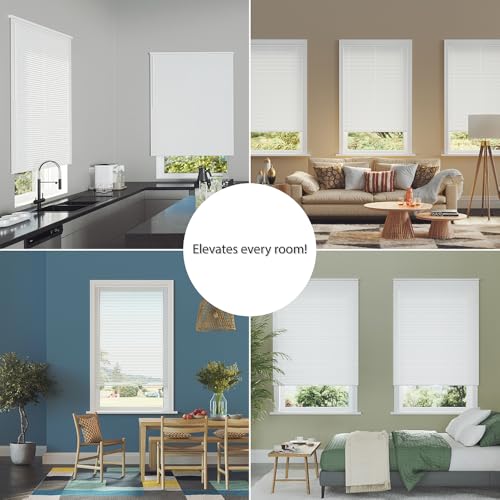 Cordless Aluminum Mini Blind - 34" W x 64" L - White, Premium Duty 1" Metal Slats, Over 400 Custom Sizes Starting at $19.97, Durable, Waterproof Window Shades by Lumino