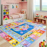 Kids Rugs for Playroom - Soft & Non-Slip 7x9 Feet Educational Rug for Learning ABC Alphabet, Numbers, Shapes & Map, Washable Classroom Rug for Toddler Nursery & Kids Room Decor