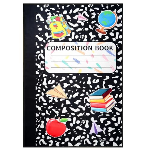 5 x 7.6 ft Large Classroom Rug Composition Notebook Carpets Soft Fluffy Pastel Play Carpet Educational Area Rug Back to School Non-Slip Learning Floor Mat Washable for Nursery Playroom Reading Corner