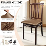 Pu Leather Dining Chair Seat Covers Set of 6, Waterproof Dining Seat Covers Stretch Chair Covers for Dining Chairs/Kitchen Room/Hotel, Odorless Seat Covers for Kitchen Chairs (Light Brown- 4 PCS)