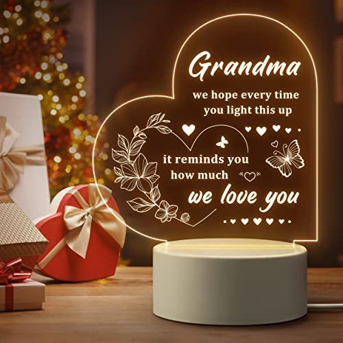 Grandma Gifts, Mothers Day Gifts for Grandma - Engraved Night Light, Grandma Birthday Gifts, Christmas Valentines Thanksgiving Gifts for Grandma, Nana, Grammy, Grandmother