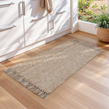 Collive Kitchen Runner Rug, 2' x 4.3' Modern Farmhouse Washable Entryway Door Mat, Tan Bathroom Carpet Hand Woven Reversible Indoor Outddor Rugs for Hallway Foyer Bedroom Decor