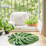 Panstar Green Leaf Kids Rug, Monstera Shaped Rug for Bedroom Bathroom Non Slip Microfiber Tufted Plant Large Bath Mat Boho Home Decor Large Size 43"X36"