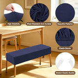 M METERXITY Jacquard Bench Slipcover, 41-51" Rectangle Solid Bench Seat Cover, Removable Washable for Banquet/Bedroom/Piano [Navy Blue,