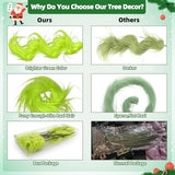 Christmas Tree Decorations, 10 PCS 17" Large Lime Green Furry Christmas Tree Topper Picks Decor Ornaments, Christmas Vase Fillers for Table Manle Gift Wrap, Xmas Home Holiday Decor