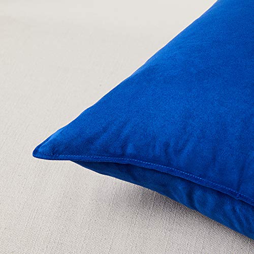 Fancy Homi 2 Packs Premium Faux Suede Decorative Throw Pillow Covers, Super Soft Square Pillow Case,Solid Cushion Cover for Couch/Sofa/Bedroom (18" x 18", Set of 2, Blue)