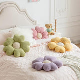 Flower Shaped Throw Pillow, Fun Daisy Pillow, 15.7" White Cute Decorative Seat Cushion Aesthetic Flower Plush Pillows for Bed Floor Couch Chair