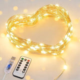 JMEXSUSS USB Fairy Lights for Bedroom, 33ft 100 LED Twinkle Lights Plug in with Remote, Indoor String Light for Dorm Girl's Room Tent DIY Birthday Gift Party Decor, Silver Wire, Warm White,Timer