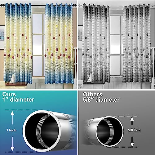 Curtain Rod, 48" - 84" Black Curtain Rods for Windows, 1" Diameter Decorative Adjustable Curtain Rod with Brackets for Room Divider, Bedroom, Living room, Kitchen, Bathroom
