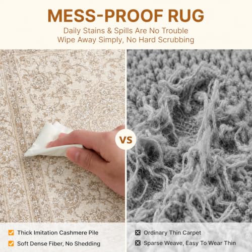 10x12 Washable Area Rug Vintage Soft Non Slip Living Room Bedroom