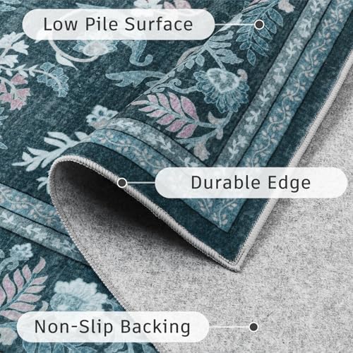 DCX Navy Blue 6x9 Area Rug, Machine Washable